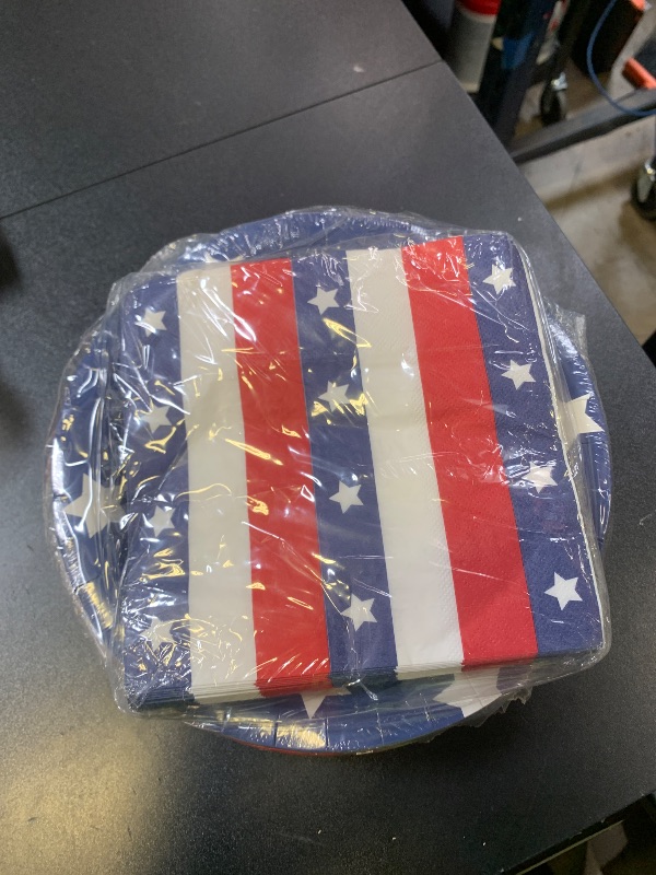 Photo 1 of Winoo Design 80 Pcs Bulk 4th of July Plates and Napkins Sets - Serves 40 - July 4th Dipsposable Paper Plates Decorations Décor Patriotic American Flag Birthday Party Favors Independence Day