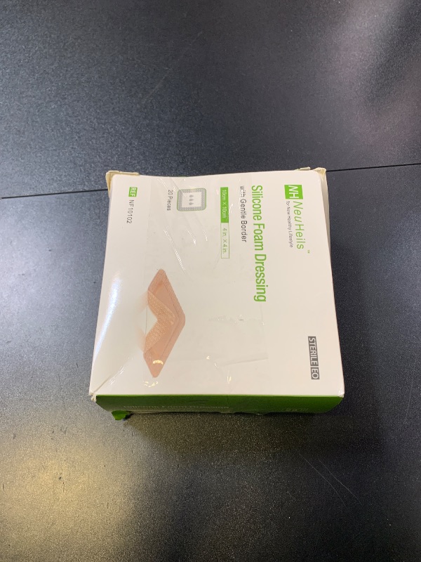 Photo 1 of NeuHeils Silicone Foam Dressing with Gentle Border 4''x4'', 20 Pack for Bed Sore Leg Ulcer, High Absorbency Large Waterproof Silicone Wound Bandage