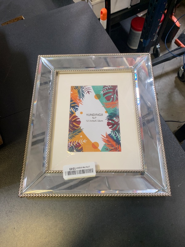 Photo 1 of YUNDINGJI 8x10 Mat 5x7 Beveled Clear Mirror Champagne Silver Pearl Dot Photo Frame-Organic Glass Black Velvet Back Panel for Family,Wedding,Festival,Art,Wall,Tabletop,Decoration and Display.