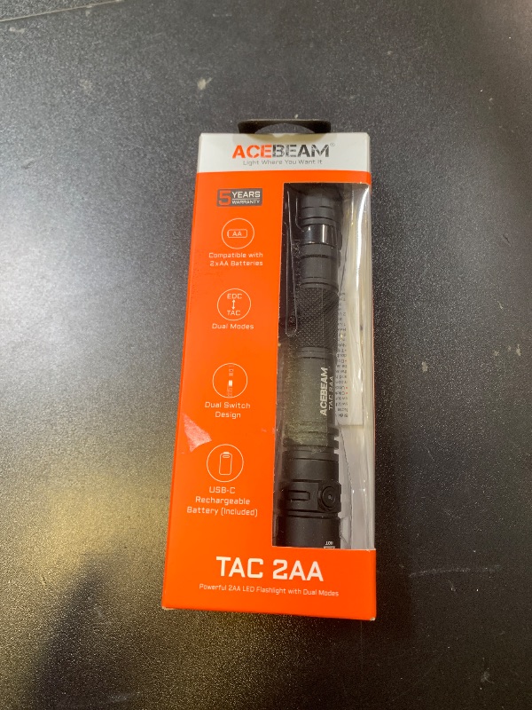 Photo 1 of ACEBEAM TAC 2AA EDC Tactical Dual Modes Flashlight Rechargeable, 1600 High Lumens Flashlight, Dual Switch Pocket LED Flashlight, Super Bright Small Flash Light for Emergency, Camping, Home