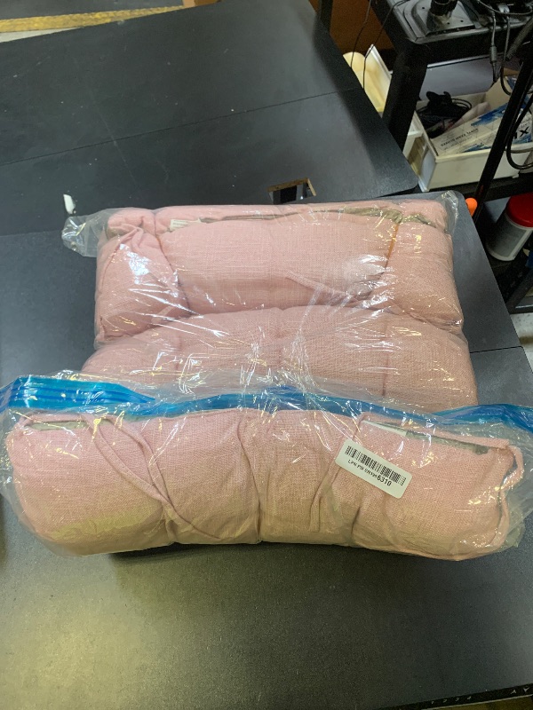 Photo 1 of ELFJOY Chair Cushions for Dining Chairs Set of 4 Kitchen Seat Cushions Indoor Textured Seat Pad with Ties for Dining Office Living Room (18" x 18", Light Pink)