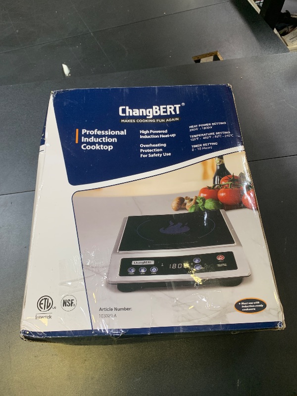 Photo 1 of ChangBERT Induction Cooktop, Commercial Grade Portable Cooker, Large 8” Heating Coil, 18/10 Stainless Steel Countertop Burner with NSF Certified, 10 Hours Timer, Powerful 1800W Professional Hot Plate