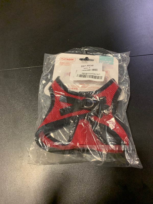 Photo 1 of Voyager Step-In Air Dog Harness - All Weather Mesh, Reflective, No Pull Harness for Small, Medium Dogs, Cats - Secure with Hook & Loop Fastener, Buckle, Double D-Rings - Red/Black Trim, S