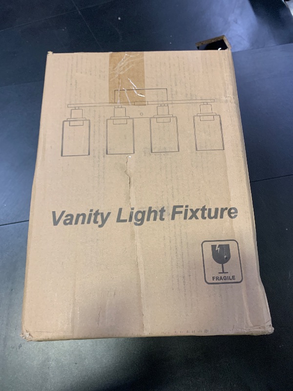 Photo 1 of 4-Light Bathroom Light Fixtures, Matte Black Modern Vanity Lights with Clear Glass Shades, Bathroom Wall Lamp for Mirror Living Room Cabinet Bedroom Porch