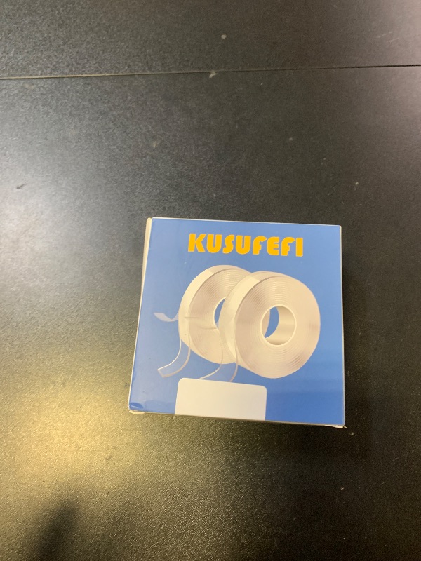 Photo 1 of KUSUFEFI Double Sided Adhesive tape Heavy Duty, Double Stick Mounting (2 Rolls, Total 20FT), Clear Two Sided Wall tape Strips, Removable Poster tape for Home, Office, Car, Outdoor Use