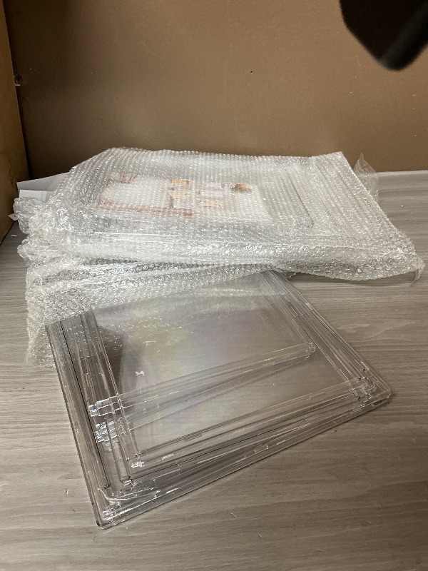 Photo 1 of EDS FAM 4Pack Clear Shoe Box Organizer, Acrylic Display Cases for Book Cosmetic Figures Collectibles Showcase, X-Large Bag Stackable Plastic Storage Bins with Magnetic Lid