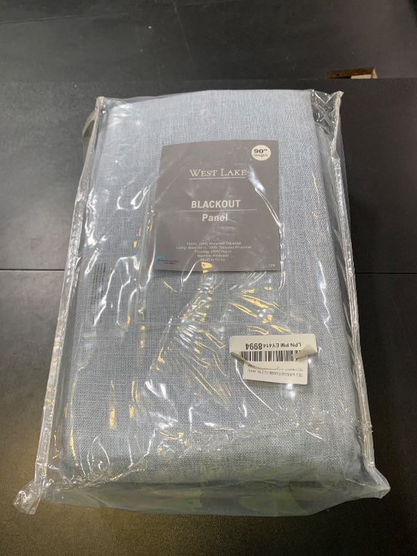 Photo 1 of WEST LAKE 90 Inches Length Dusty Blue Pinch Pleated 100 Blackout Curtain Panels with Liners,Linen Textured Drapes for Bedroom Living Room,Energy Efficient Backtab Hooks Window Treatment,40" Wx90 Lx2