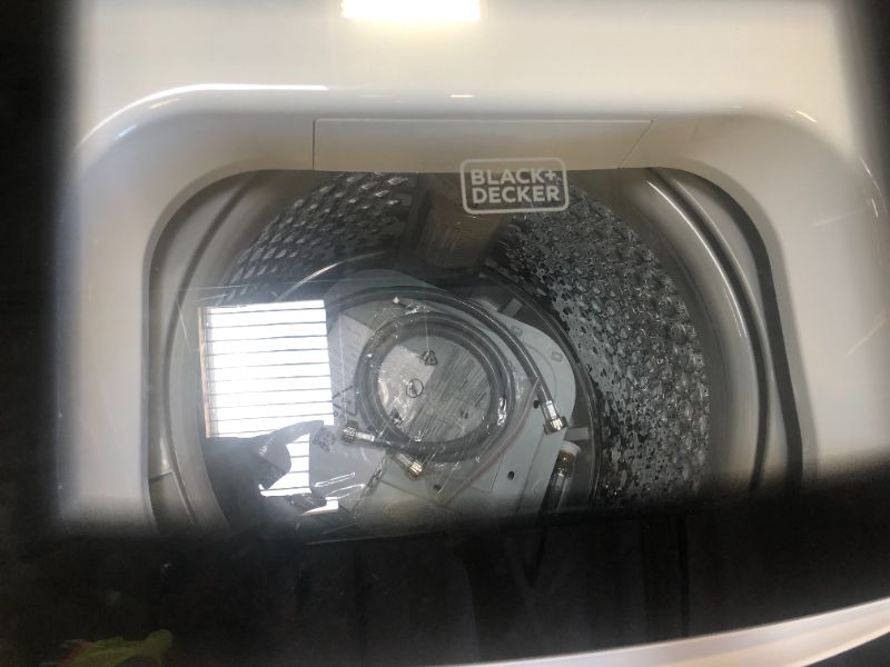 Photo 1 of BLACK+DECKER 3.0 Cu. Ft. Portable Washer, 26.5 lb. Capacity Washing Machine, 6 Cycles, Quick Connect Sink Adapter and Drain Hose Included, Transparent Lid & LED Display, BPW30MW, White
