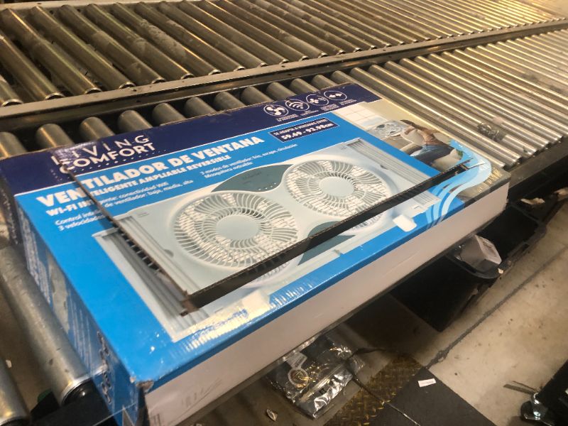 Photo 1 of Comfort Zone 9-Inch Window Fan with Dual 3-Speed Fans, Auto-Locking Expanders, 3 Modes (Cool, Circulate, Exhaust), Wi-Fi App Control, Fabric Cover & Bug Screen