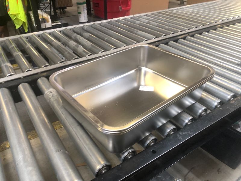 Photo 1 of Stainless Steel Cat Litter Box for Big Cats,Small Stainless Steel,Large Metal Cat Litter Box-Easy to Clean.(17.5" L x 13.6" W x 4.1" H). 3 PACK 