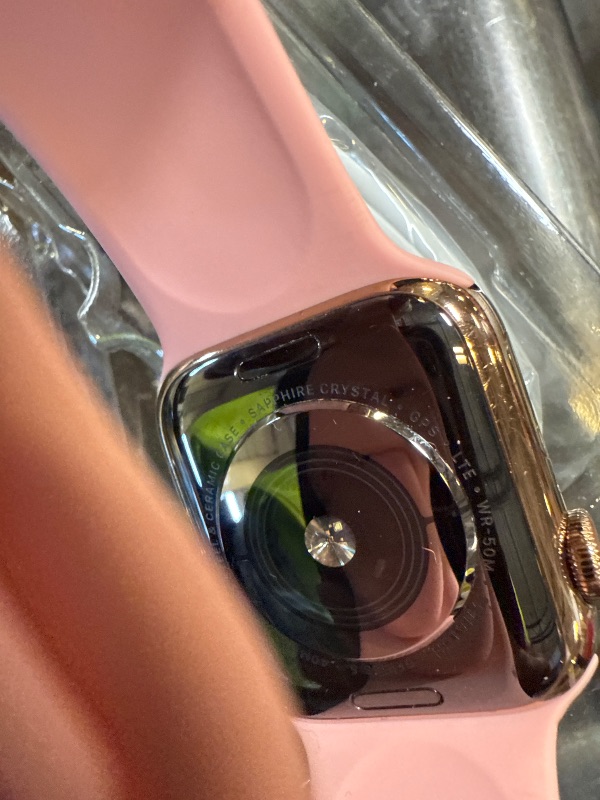 Photo 1 of Apple Watch Series 5 (GPS + Cellular, 40MM) - Gold Stainless Steel Case with Stone Sport Band (Renewed)