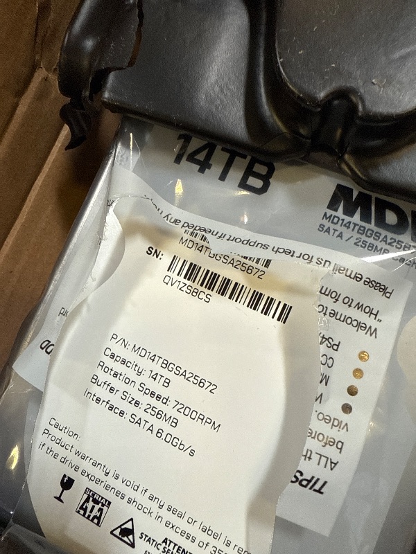 Photo 1 of MaxDigitalData (MD14000GSA25672) 14TB 7200RPM SATA 6Gb/s 256MB Cache 3.5-inch Internal Desktop Hard Drive - 3 Years Warranty (Renewed)