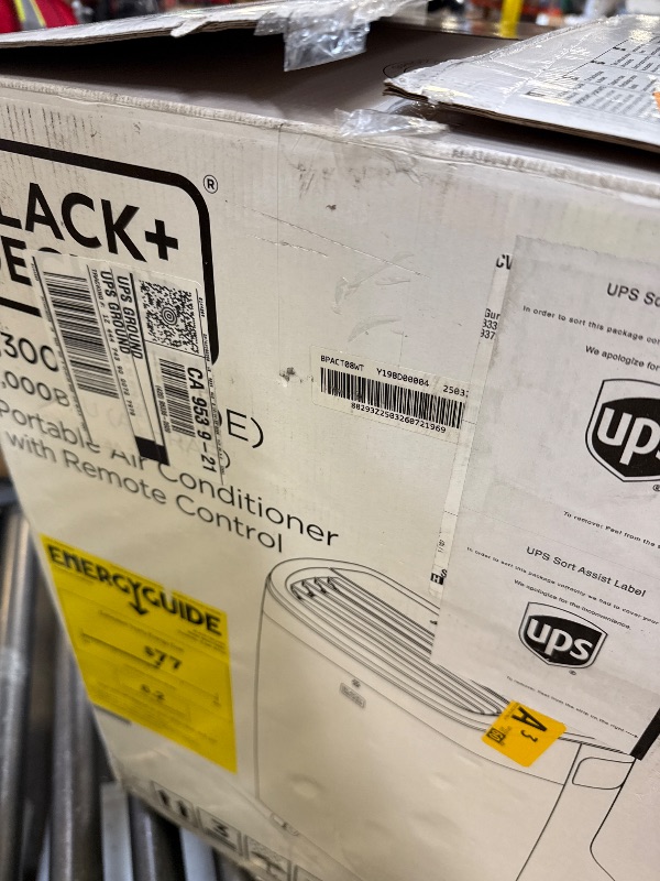Photo 1 of BLACK+DECKER Portable Air Conditioner, 9,000 BTU (5,300 BTU SACC) for Rooms up to 400 Sq. Ft., Portable AC with Follow Me Remote Control and Window Kit, BPACT08WT, White