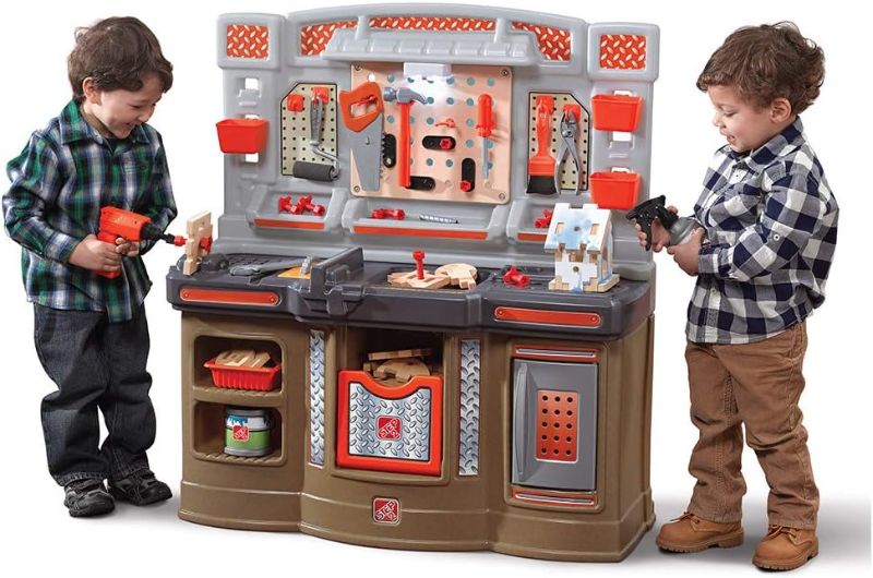 Photo 1 of Step2 Big Builders Pro Kids Workbench, Indoor/Outdoor Tool Bench for Children, Interactive Play with Sounds, Made of Durable Plastic, Includes 45 Piece Toy Accessories, For Toddlers 3+ Years Old
