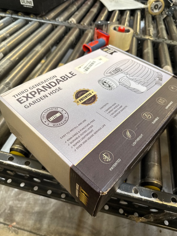 Photo 1 of 100 ft Garden Hose - Kink Free Flexible Water Hose 100ft with 10 Pattern Spray Nozzle, 3/4 Solid Brass Connectors, Water Hoses Leakproof, Easy to Move & Store