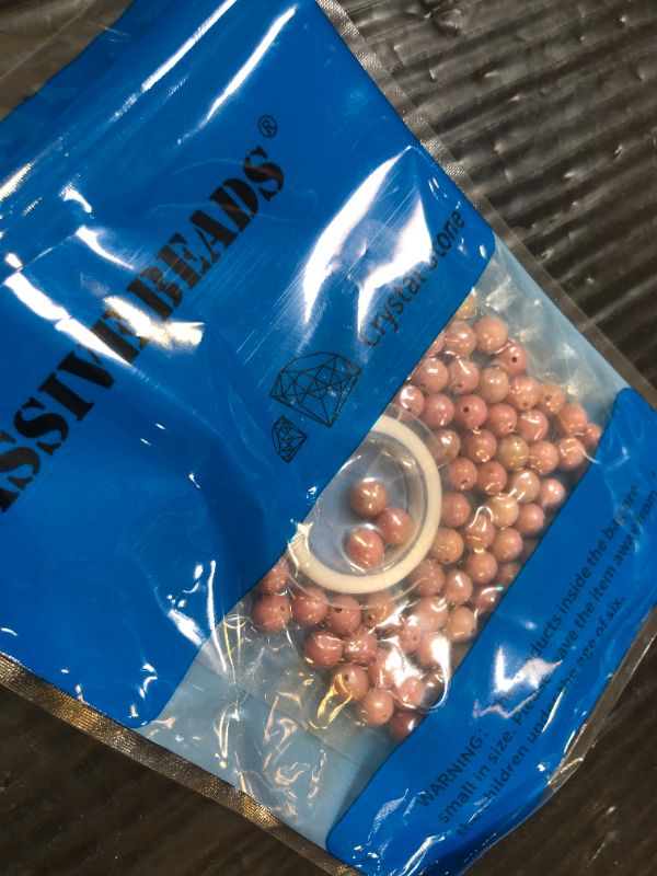 Photo 1 of 100Pcs Natural Crystal Beads Stone Gemstone Round Loose Energy Healing Beads with Free Crystal Stretch Cord for Jewelry Making (Rhodochrosite, 8MM)