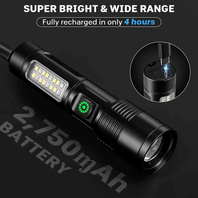 Photo 1 of Kmivo Rechargeable LED Flashlights High Lumens - 990,000LM Super Bright Flash Light with 6 Modes, Powerful Handheld Linternas for Home