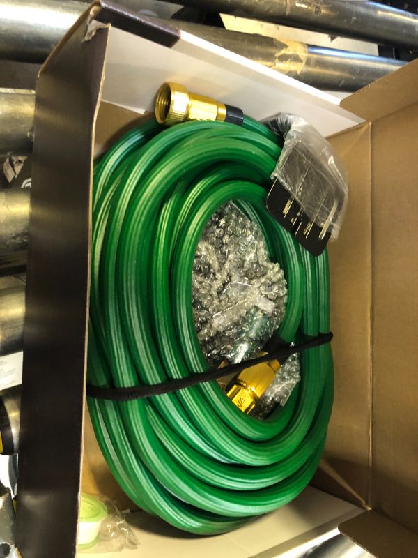 Photo 1 of Garden Hose, Water Hose 100ft with Nozzles for Yard, Outdoor - Never Kink & Tangle, Flexible Water Hoses 100 FT for Outdoor Watering, Gardening