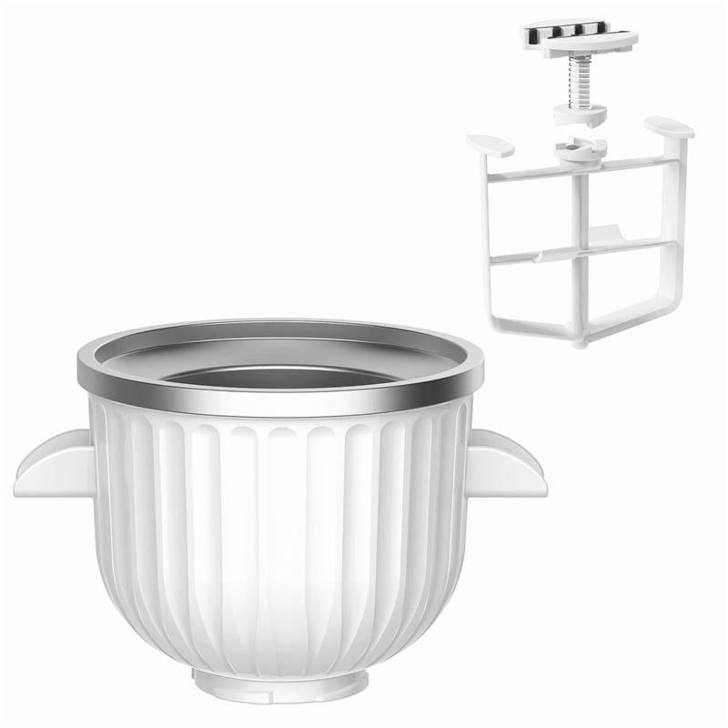 Photo 1 of Ice Cream Maker Attachment for KitchenAid Stand Mixer, Ice Cream Bowl Compatible with 4.5Qt and Larger Stand Mixers, Ice Cream & Sorbet Gelato Maker Attachment, 2 Quart, White