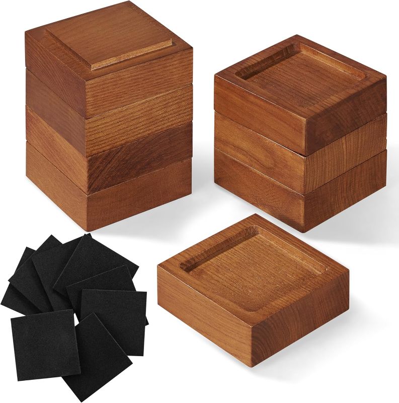 Photo 1 of Bed Risers, Furniture Risers (Set of 8-Height 1") Can be Adjusted to 2'' 3''or 4'', Lifts Furniture Risers, Solid Natural Wood..
