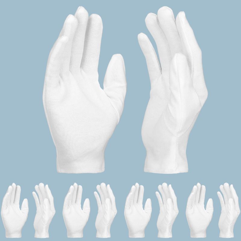 Photo 1 of ENPOINT 5 Pairs Archival Photo Gloves, White Small Work Gloves For Handling Art Working Photography Men & Womens Cloth Gloves Liners Bulk for Handling Jewelry, Film, Photo, Coin Metal Inspection