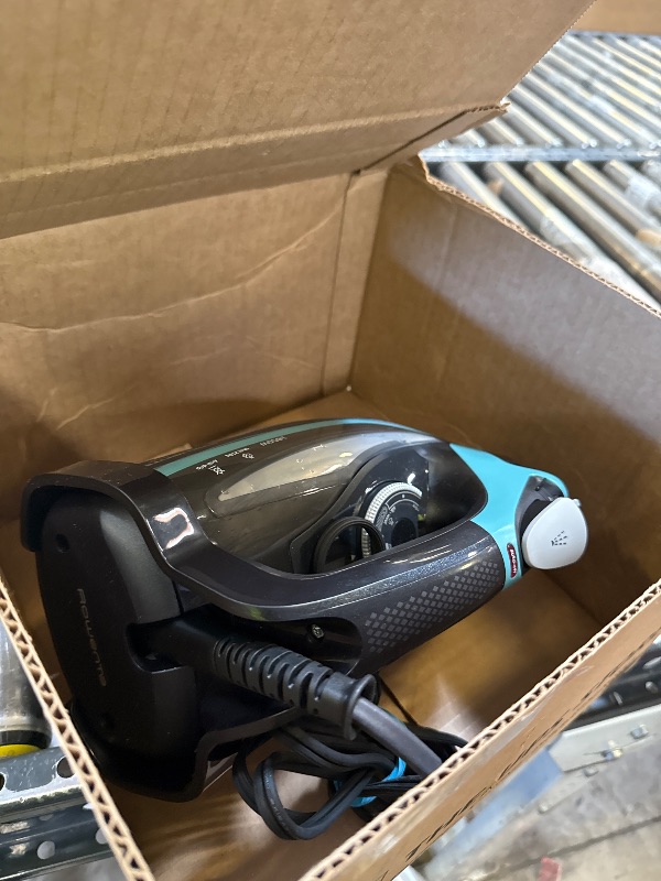 Photo 1 of Rowenta Steam Force+ Iron for Clothes, Stainless Steel Soleplate, 1850 Watts, 400 Microsteam Holes, Garment Steamer, Black & Blue, DW9440U1
