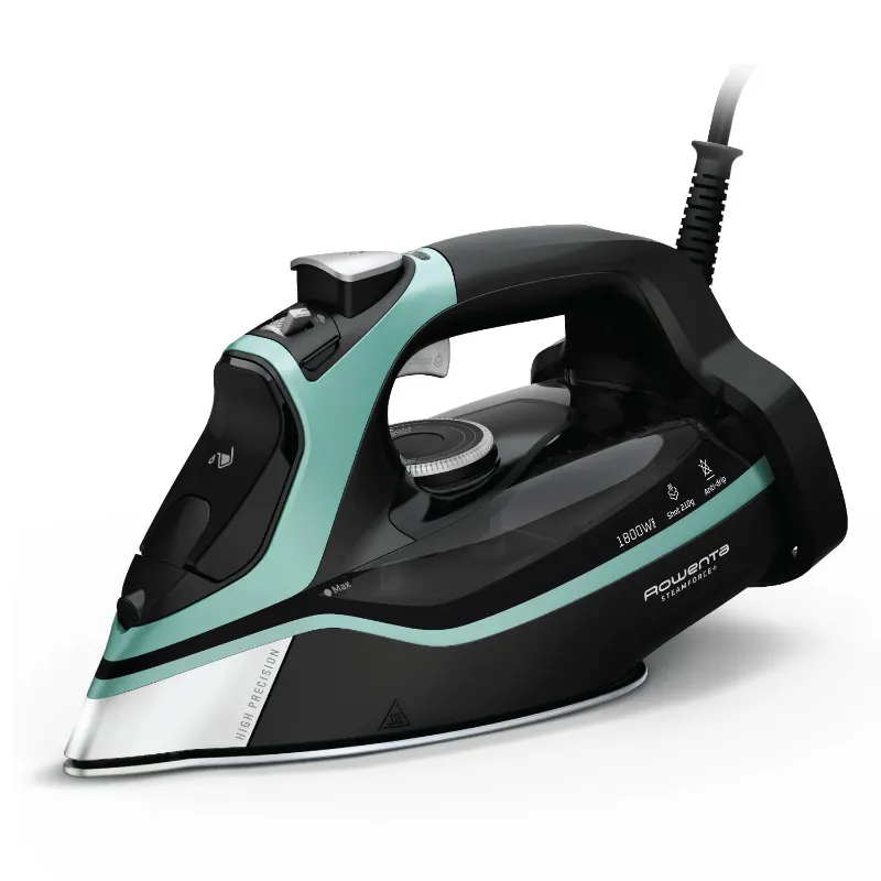 Photo 1 of Rowenta Steam Force+ Iron for Clothes, Stainless Steel Soleplate, 1850 Watts, 400 Microsteam Holes, Garment Steamer, Black & Blue, DW9440U1
