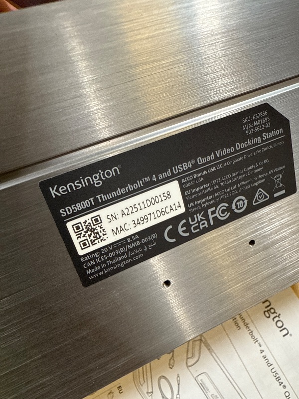 Photo 1 of Kensington SD5800T Thunderbolt 4 and USB4 Quad 4K Display Docking Station, 100W Charging, 2 x HDMI, 2 x DP, 2.5G Ethernet, Card Readers, for Windows/MacOS (K32856NA)