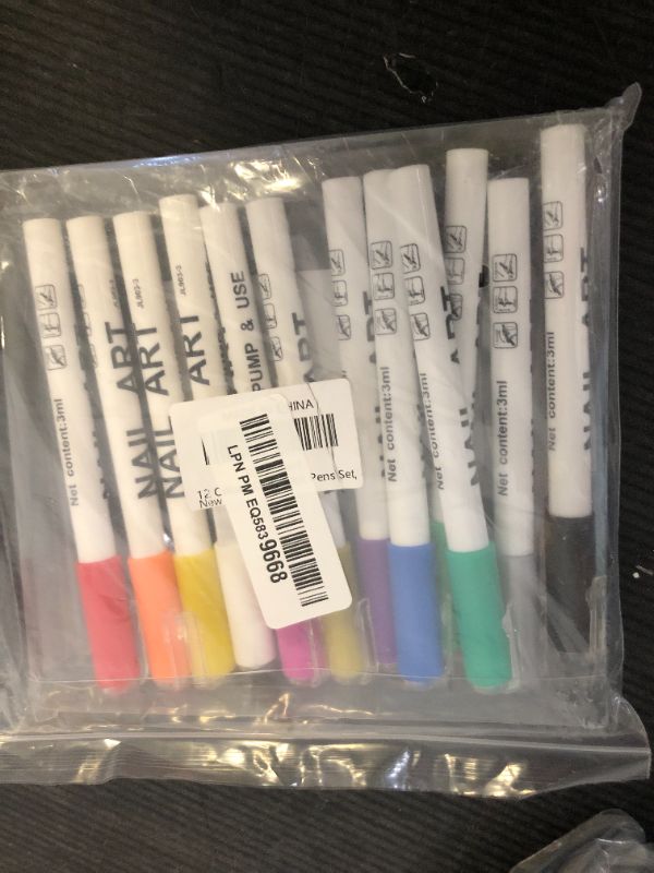 Photo 1 of 12 Color 3D Nail Art Pens Set, Kalolary Nail Pens Nail Point Graffiti Dotting Pen Drawing Painting Liner Brush for DIY Nail Art Beauty Adorn Manicure Tools