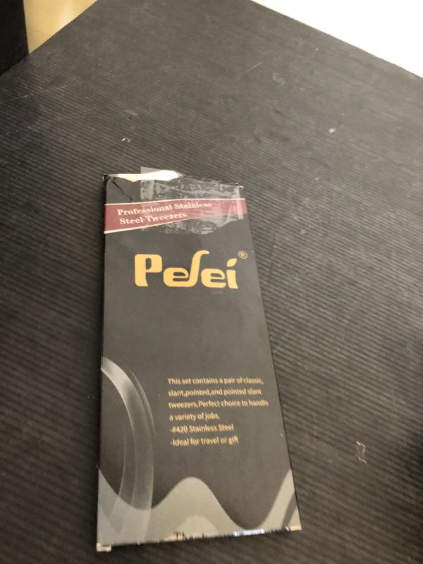 Photo 1 of Pefei Tweezers Set - Professional Stainless Steel Tweezers for Eyebrows - Great Precision for Facial Hair, Splinter and Ingrown Hair Removal (Black)