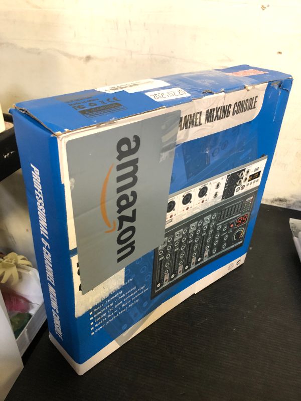 Photo 1 of 5 Channel DJ Audio Mixer Interface USB, NEW BAXS Audio Mixer Sound Board Mixing Console with Bluetooth MP3 Computer Input +48V Phantom Power Mixer Audio For Karaoke Dj Mixer Stage Streaming Studio