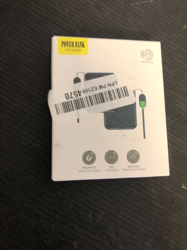 Photo 1 of JYTIGV Small Magnetic Power Bank,5000mAh Mag-safe Battery Pack with 20W Fast Charging Detachable USB C&iOS cable,with LED Display,Slim Wireless Portable Charger for iPhone16/15/14/13/12 Series (Black)