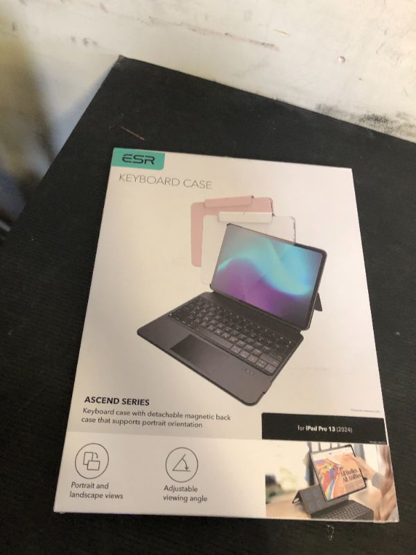 Photo 1 of ESR Ascend for iPad Pro 13 Inch 2024, Keyboard Case with Trackpad, Magnetic Detachable Keyboard with Backlit Keys, Fully Adjustable Portrait/Landscape Stand, Black