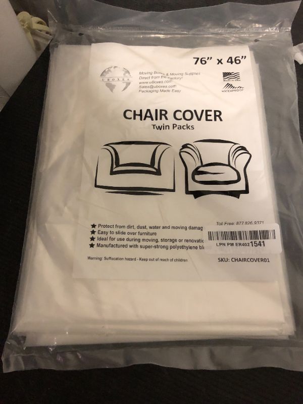 Photo 1 of Uboxes Set of 2 (72x46) Chair Covers 2 MIL Heavy Duty Polyethylene to Protect Items from Dust Dirt and Spills
