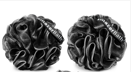 Photo 1 of AmazerBath Loofah Sponge, Shower Loofah for Men and Women - Body Scrubber Loofa Set of 2 Classic Black & White Edge, Bath Sponge 60g/PCS