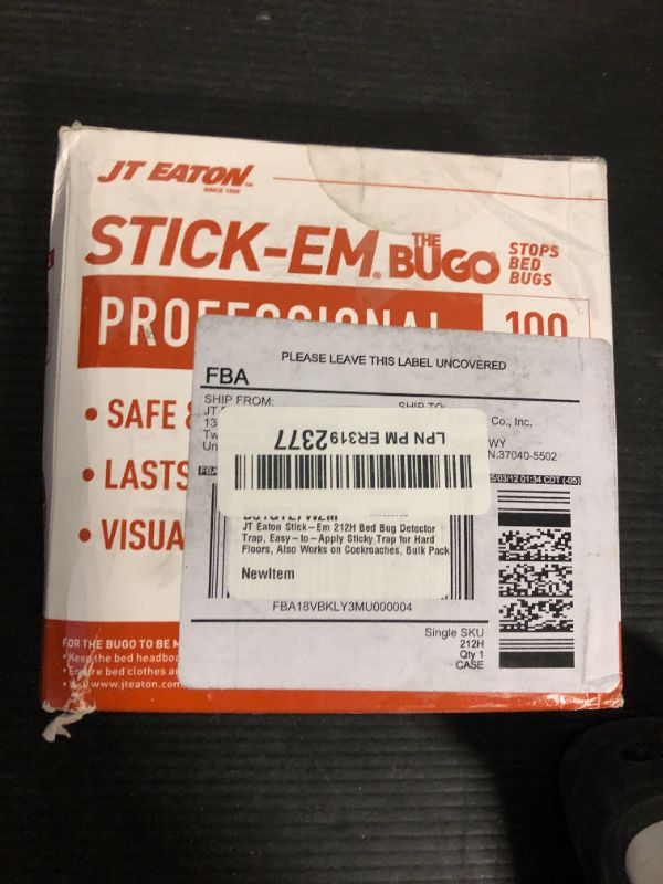 Photo 1 of JT Eaton Stick-Em 212H Bed Bug Detector Trap, Easy-to-Apply Sticky Trap for Hard Floors, Also Works on Cockroaches, Bulk Pack