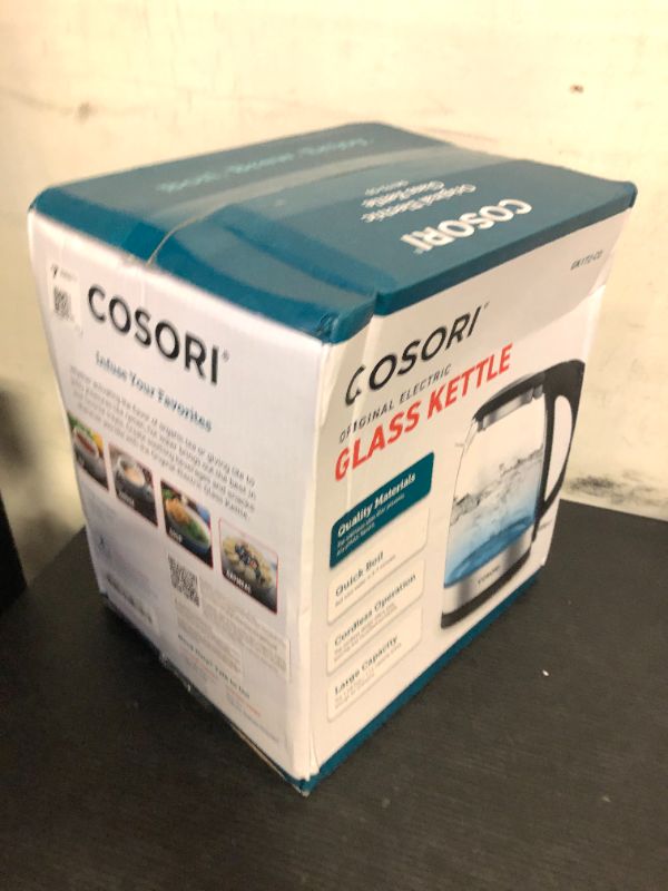 Photo 1 of Cosori Electric Kettle, No Plastic Filter & Spout, 1.7L Tea Kettle & Hot Water Boiler For Coffee & Tea, Water Heater & Teapot, Automatic Shut Off, Borosilicate glass, Black, 1500W