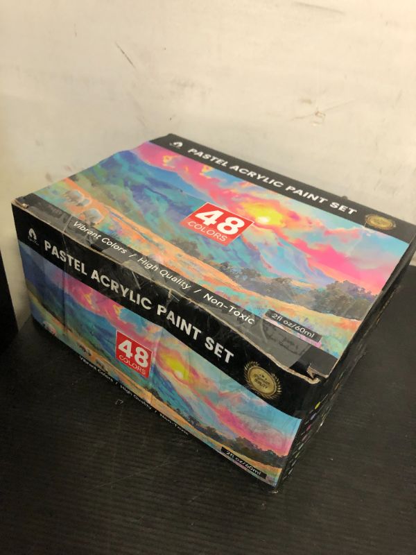 Photo 1 of VigorFun 64 Pcs Pastel Acrylic Paint Set with 12 Brushes, 2 Knives & Palette, 48 Colors (2oz/60ml) - for Adults, Kids, Artists & Beginners - Canvas Ceramic Rock Wood Egg Painting Kit