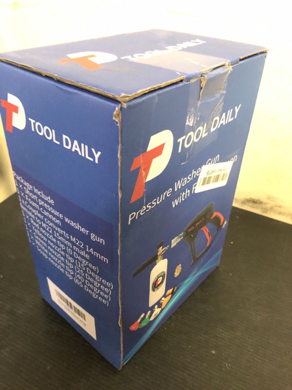 Photo 1 of Tool Daily Short Pressure Washer Gun with Foam Cannon, 1/4 Inch Quick Connector, with 5 Pressure Washer Nozzle Tips, 1 Liter