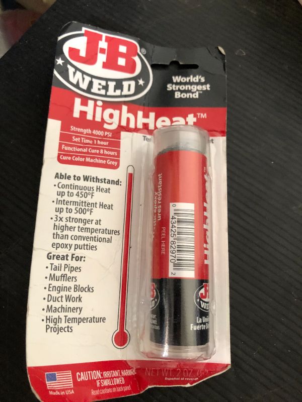 Photo 1 of J-B Weld 8297 HighHeat 500 Degree Epoxy Putty Stick - 2 oz. , Grey
