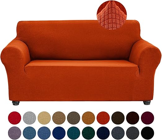 Photo 1 of Joccun Stretch Loveseat Couch Cover Slipcover, 1-Piece Sofa Cover for 2 Cushion Couch Spandex Jacquard Washable Furniture Protector Cover for Living Room,Kids,Pets?Loveseat?