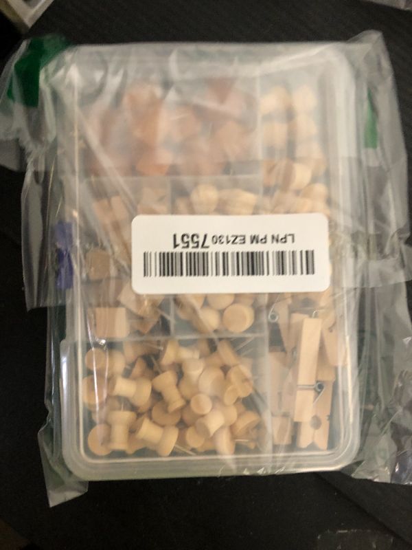 Photo 1 of 128Pcs Wood Push Pins, Thumb Tacks for Decorative, Wooden Pins and Tacks, Cork Board Thumbtacks, Cute Thumbtack for Wall and Bulletin Board, Map Pins