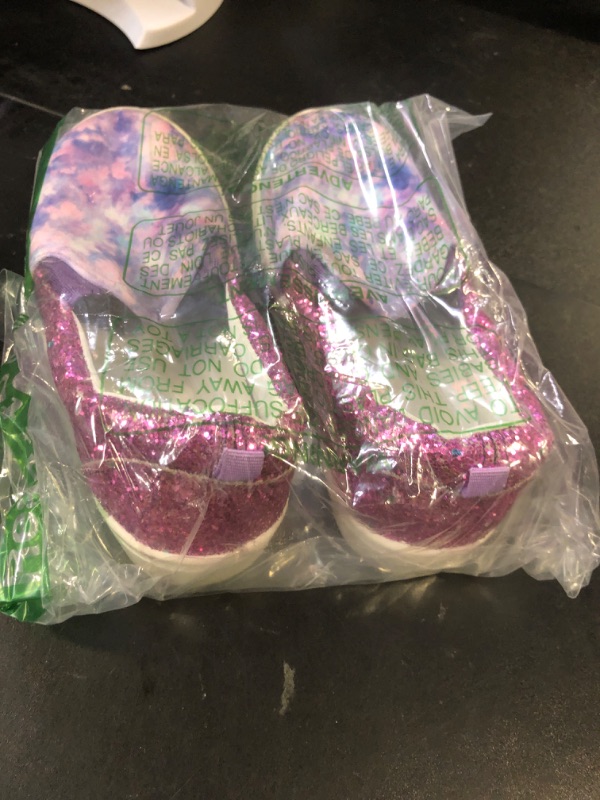 Photo 1 of K KomForme Toddler Sneakers for Girls Boys Slip On Canvas Walking Shoes, Size 12 Little Kid, Purple Glitter