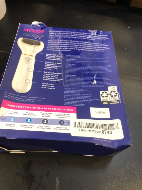 Photo 1 of Amopé Pedi Perfect Electric Callus Remover Foot File w/ Diamond Crystals, Pedicure Tool for Feet, Removes Hard & Dead Skin, Feet Scrubber & Buffer, Splashproof, w/ Extra Coarse Roller Head, 1 Count