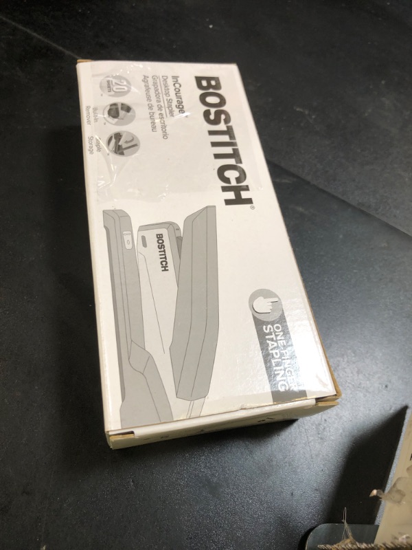 Photo 1 of Bostitch Office InPower Spring-Powered Desktop Stapler, 20 Sheet Capacity, One Finger Stapling, Includes 210 Staples, Jam Free, Opens for Tacking, Breast Cancer Awareness Pink