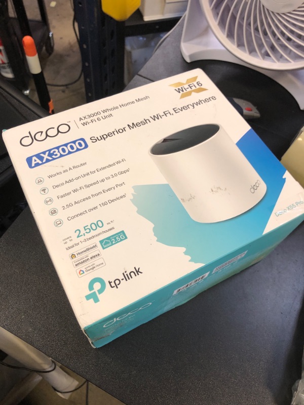 Photo 1 of TP-Link Deco X55 Pro AX3000 Whole Home Wi-Fi 6 Mesh System - Coverage up to 2500 Sq.Ft & up to 150 Devices, 2x2.5G WAN/LAN Ports, 4 Streams, Ethernet Backhaul, Ideal for 1Gig+ Internet, 1-Pack
