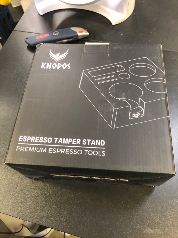 Photo 1 of KNODOS 58mm Espresso Tamper Station V3 Walnut Portafilter Holder Compact Espresso Organizer with Multi Accessory Storage Espresso Machine Accessories for Coffee Bar