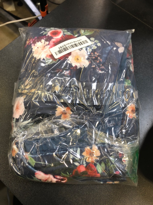 Photo 1 of BORITAR Baby Blanket for Girls Super Soft Double Layer Minky with Dotted Backing Dark Blue Blanket with Beauty Floral Printed 30 x 40 Inch(75x100cm)