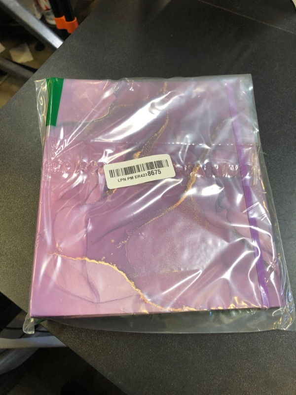 Photo 1 of Tutata Mini 3 Ring Binder - 5.5x8.5 Inch, 1 Inch Binder with Elastic Cord, Purple Marble
