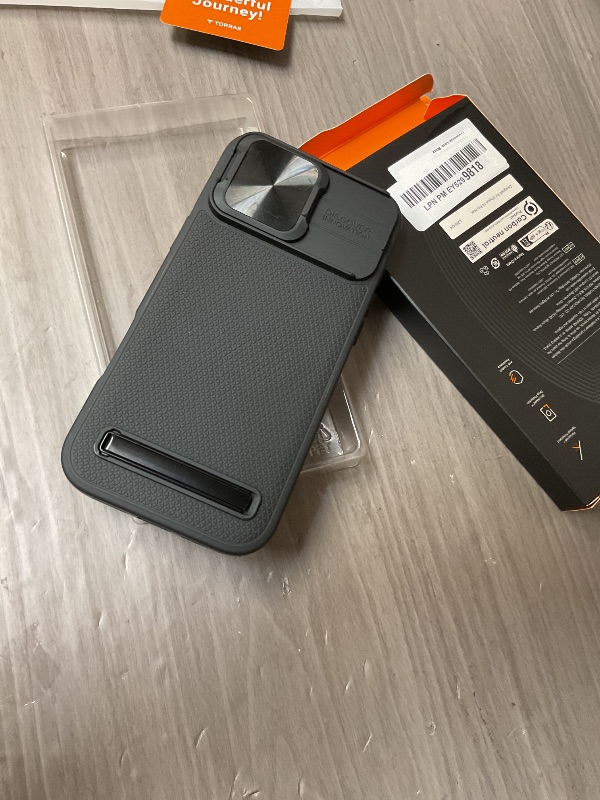 Photo 1 of TORRAS for iPhone 16 Pro Max Case with Slide Camera Cover & Rotatable Kickstand, Magnetic Shockproof, Military Grade Drop Protection, Fit for MagSafe, Anti-Scratch Anti-Fingerprint, Translucent Black